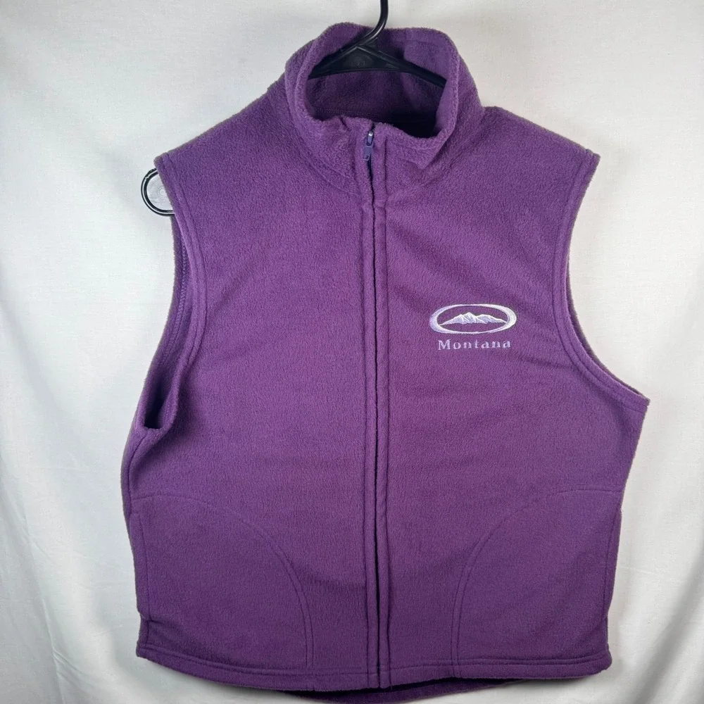Tipsy Fleece Vest Mens XL Purple Montana Mountain Full Zip Made in USA